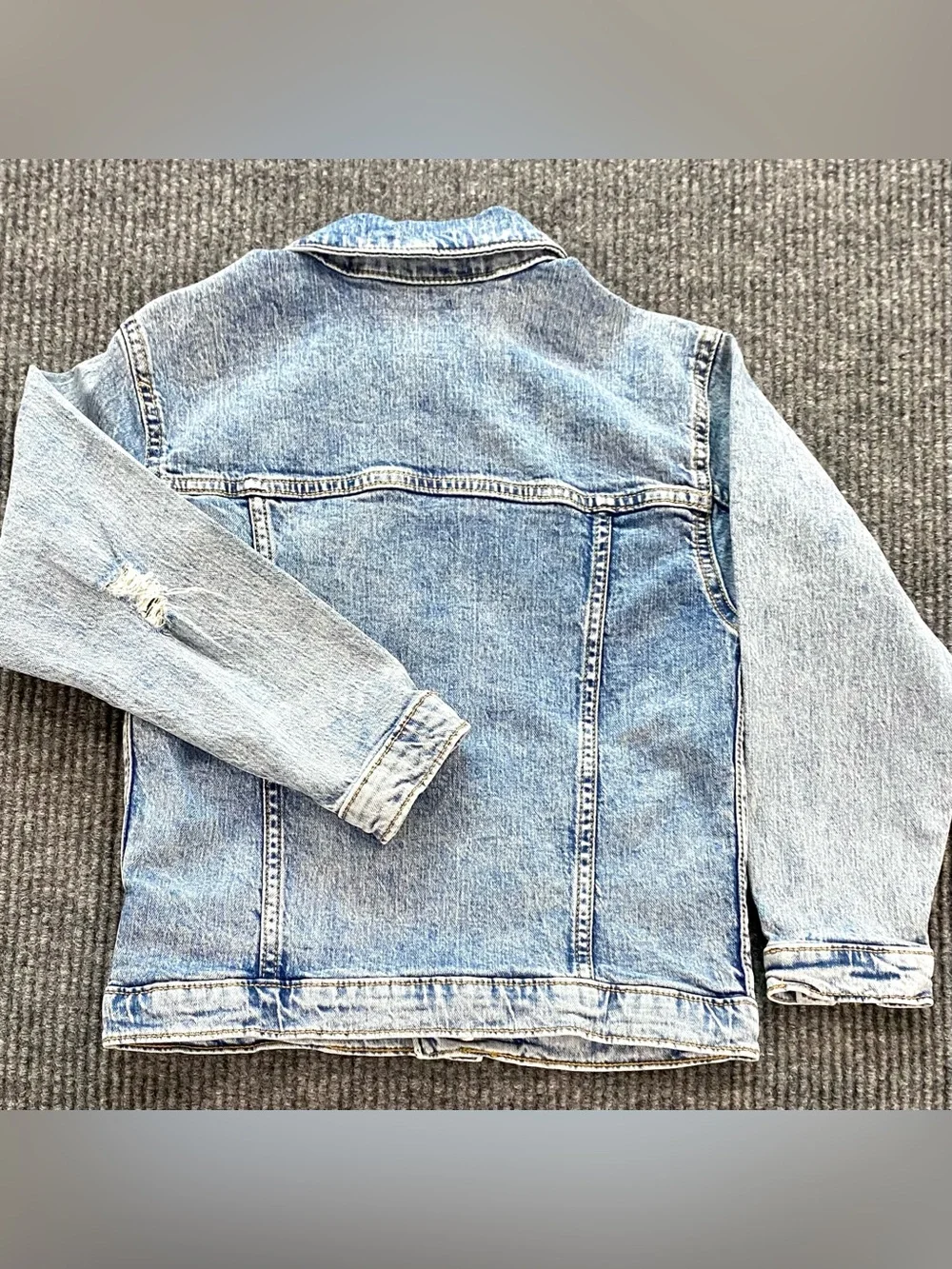 Art Class Denim Jacket Girls Size S 6/7 Blue Distressed Button Up Pockets
